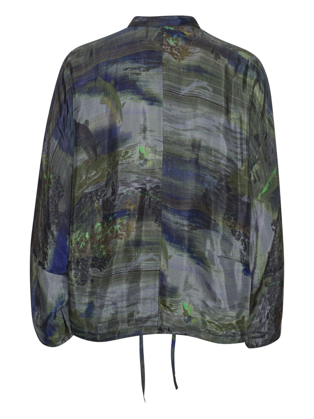 abstract-print drawstring top - 2