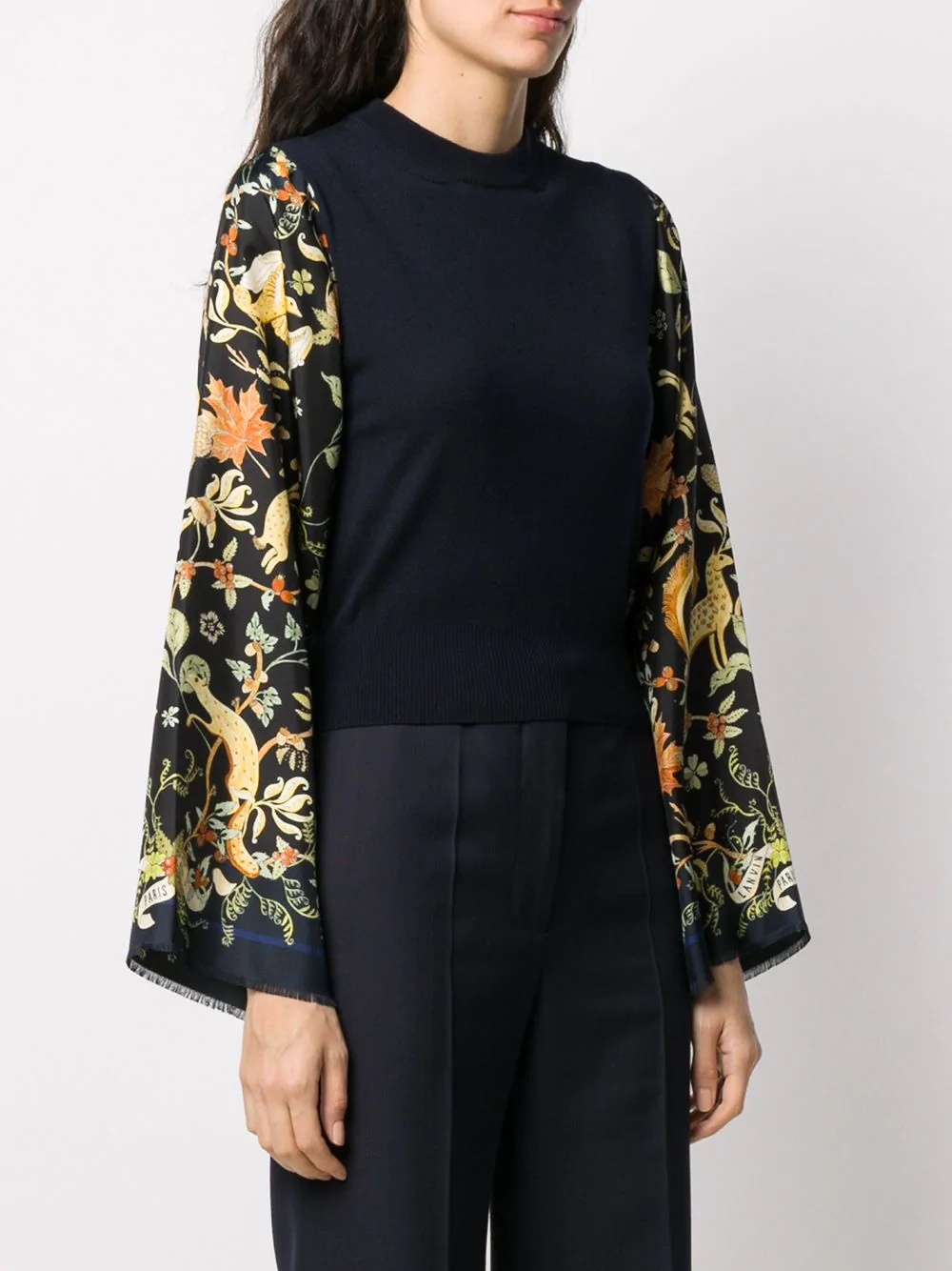 floral printed sleeves jumper - 3