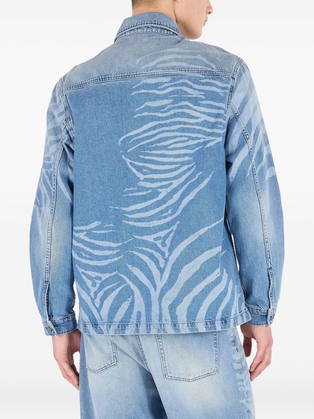 animal-print denim shirt - 4