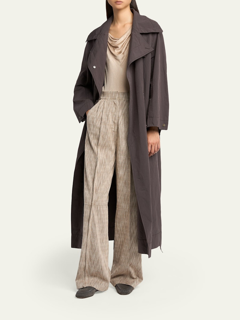 GIORGIO ARMANI Pleated Cotton Jacquard Tapered-Leg Trousers outlook