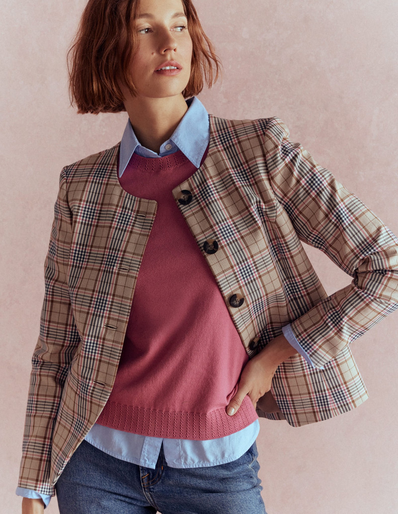Emilia Cotton Crew Neck Vest-Pink Heather 6