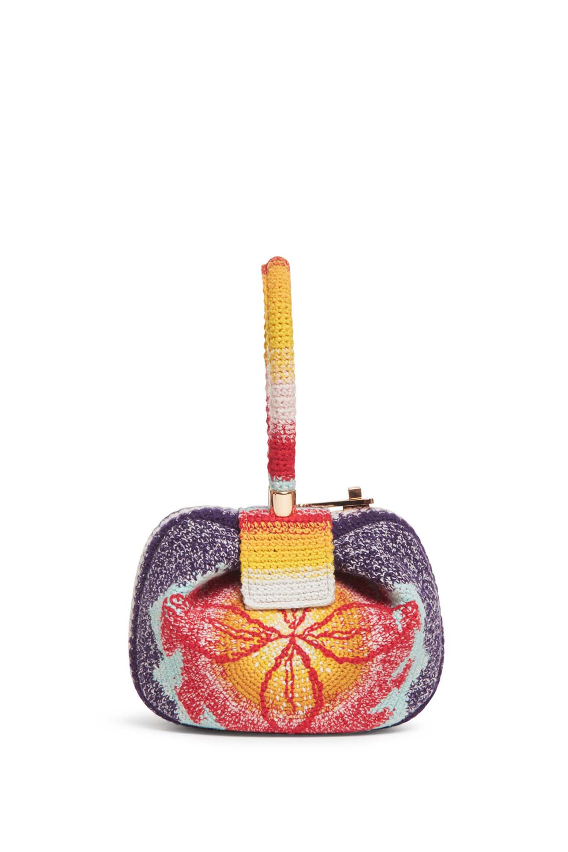 Demi Bag in Blue, Red & Orange Crochet - 2