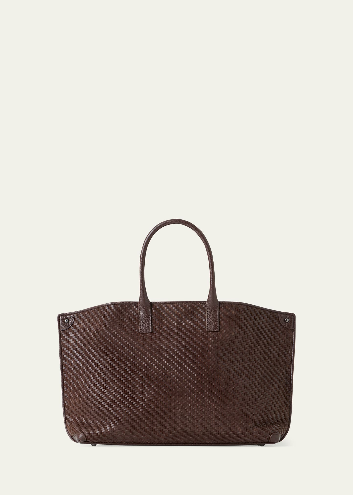 Small Woven Leather Tote Bag - 4