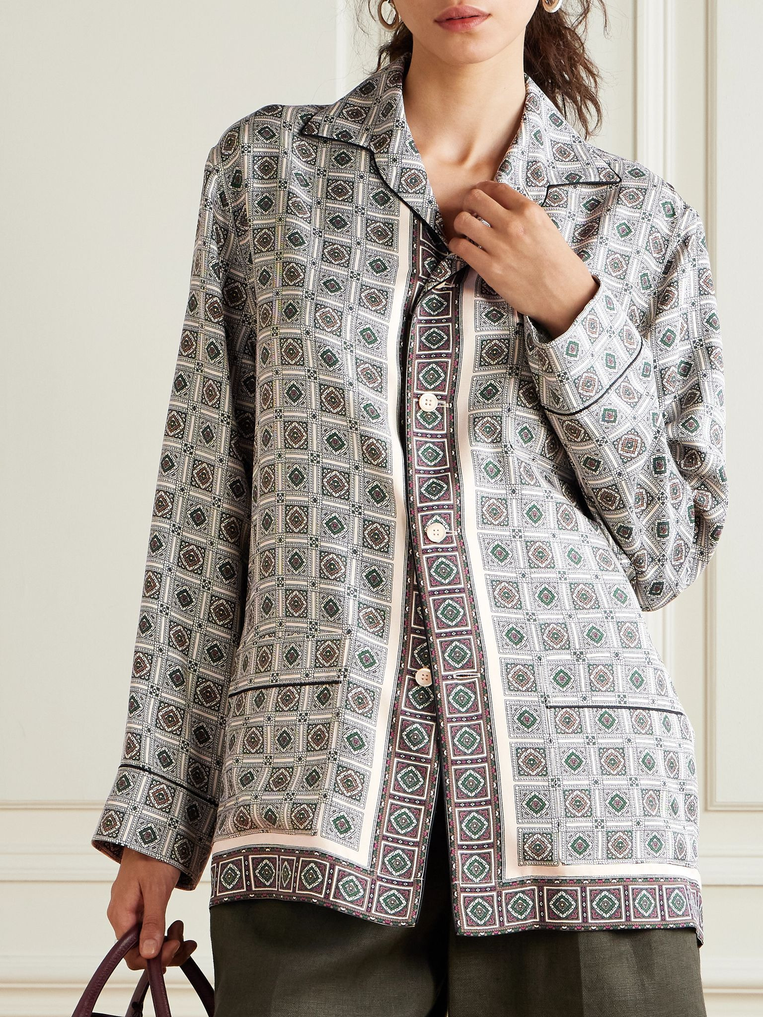 Lian printed silk-twill shirt Gray - 3
