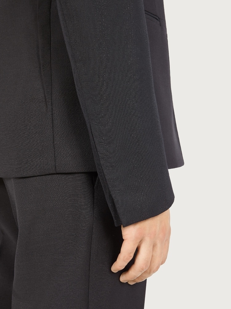 SINGLE BREASTED WOOL AND MOHAIR BLAZER - 4