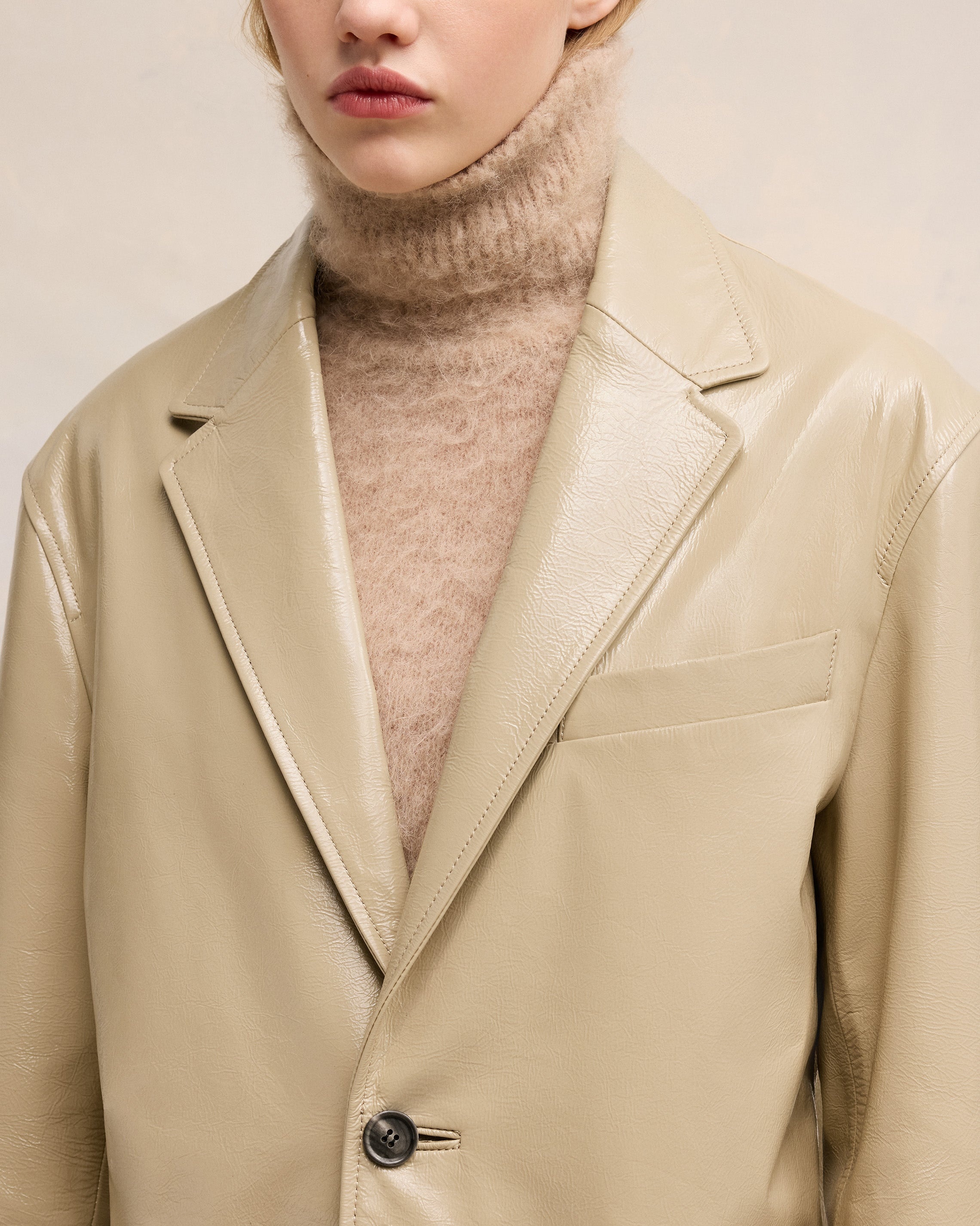 LEATHER TWO BUTTONS JACKET - 4