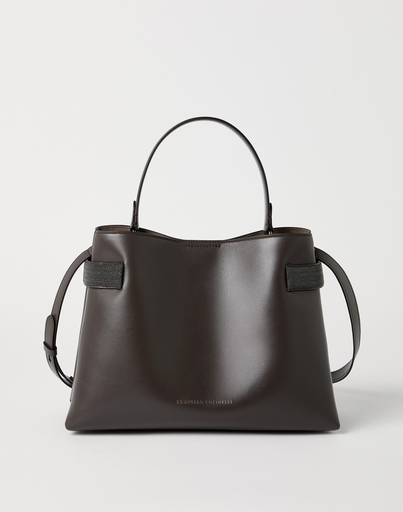 Essence top-handle bag in calfskin with precious bands 1