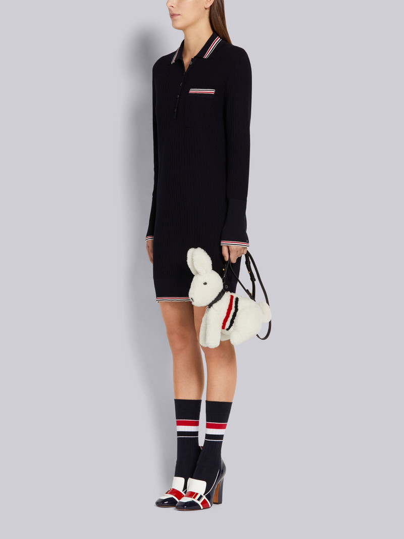 White Curly Merino Shearling Intarsia Stripe Small Rabbit Bag 6