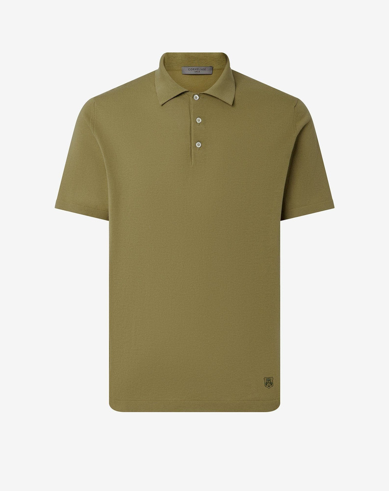 Pale green button-up ice cotton polo shirt 1