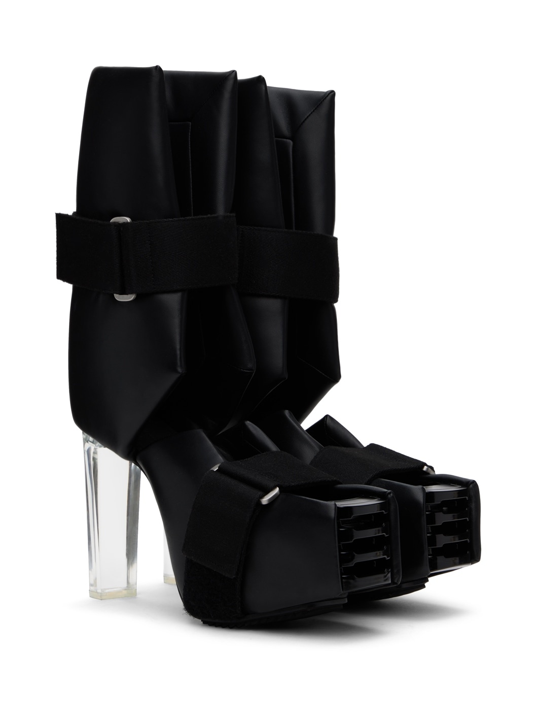 Black Splint Kiss Heels - 4