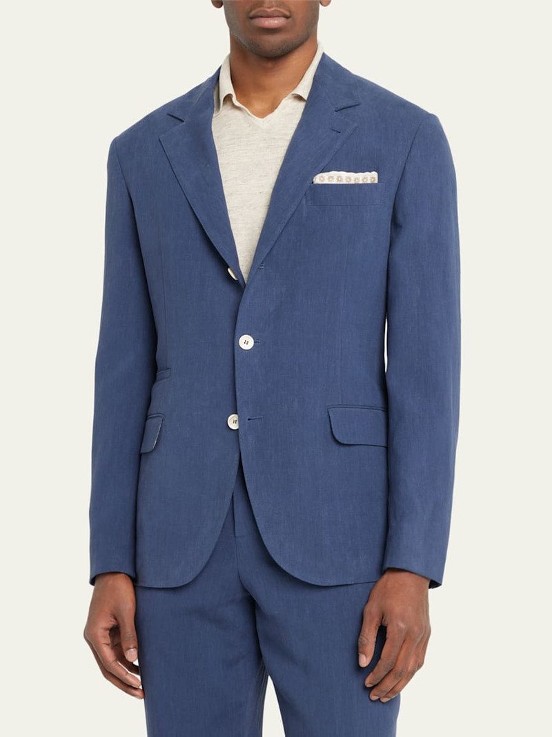 Brunello Cucinelli Men's Solid Linen Suit outlook