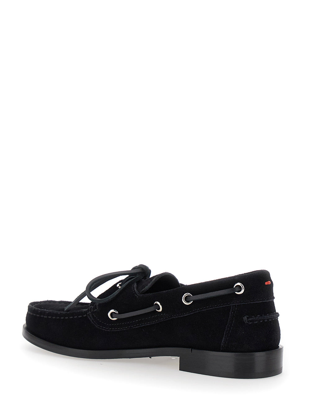 Aeyde Women Black Boat Shoes With Side Laces In Suede Woman - 3