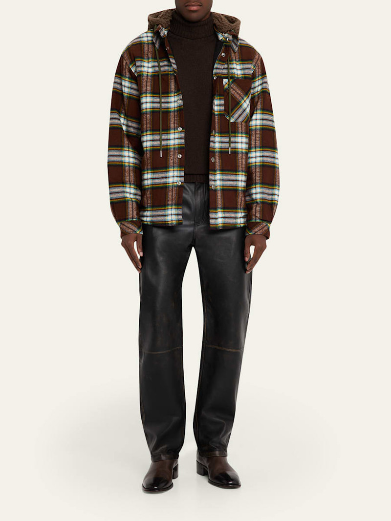 COÛT DE LA LIBERTÉ Men's Cotton Plaid Sherpa-Hooded Shirt Jacket outlook