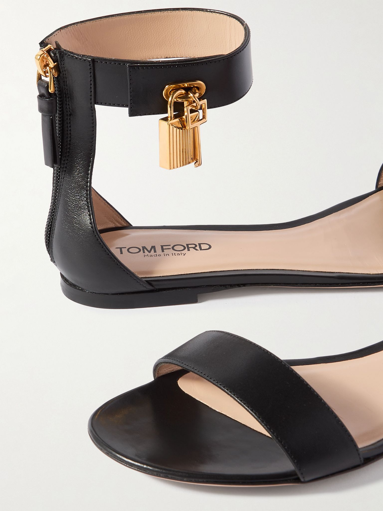 Embellished leather sandals Black - 4