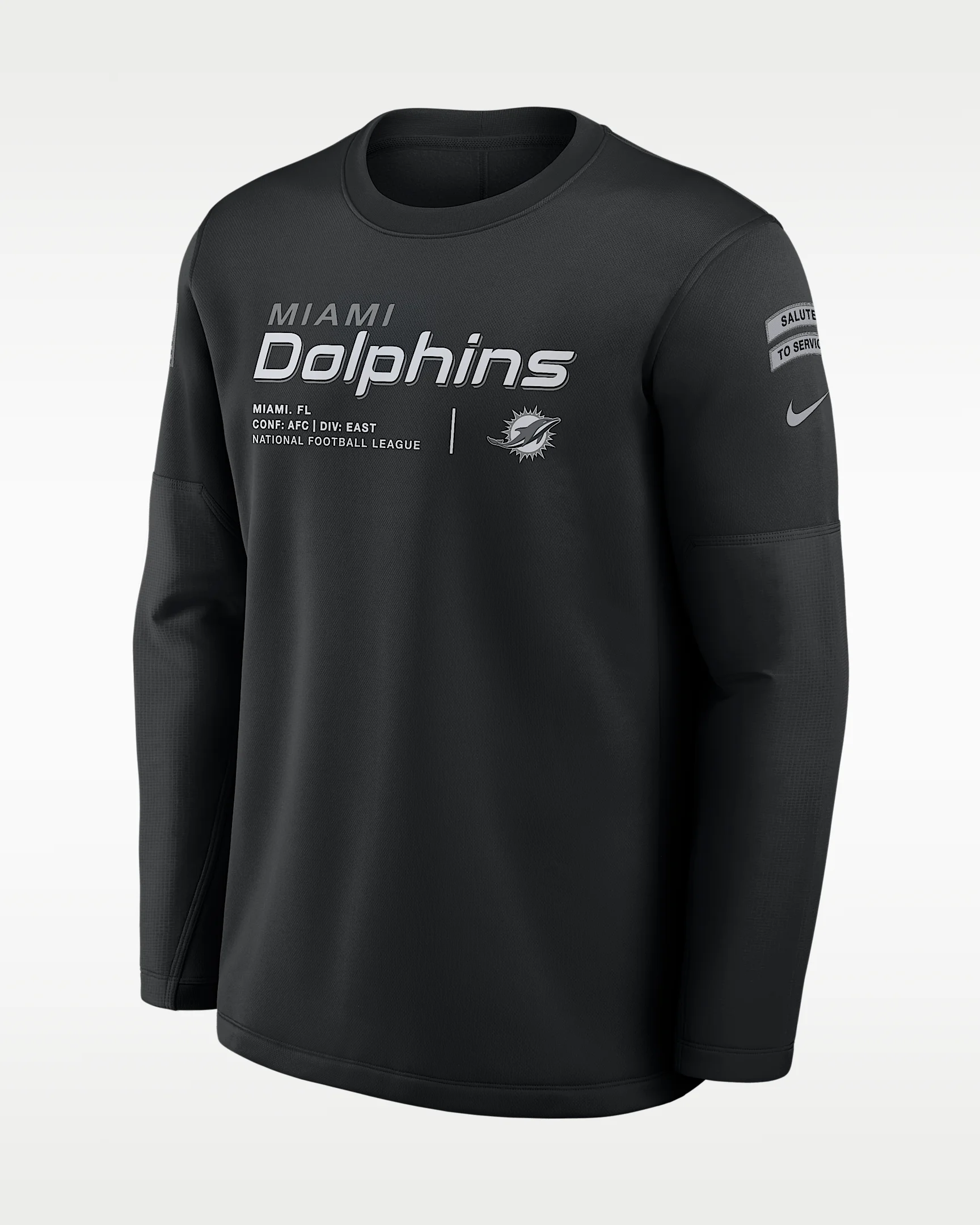 Miami Dolphins Salute to Service Sideline Coaches Men's Nike NFL Pullover Crew - 1