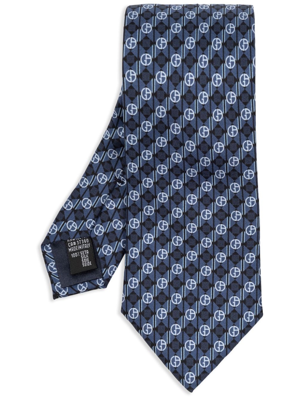 monogram-print silk tie - 1