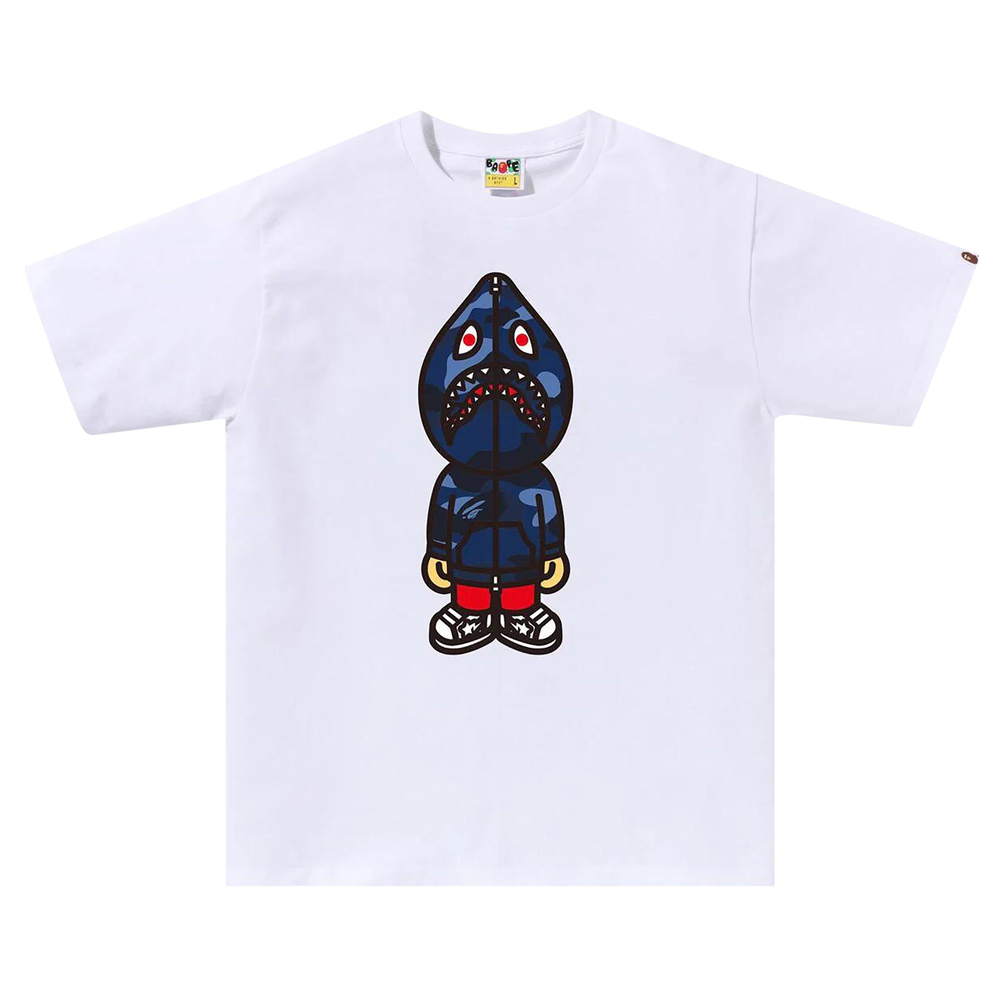 BAPE Color Camo Classic Milo Shark Tee 'White/Navy' - 1