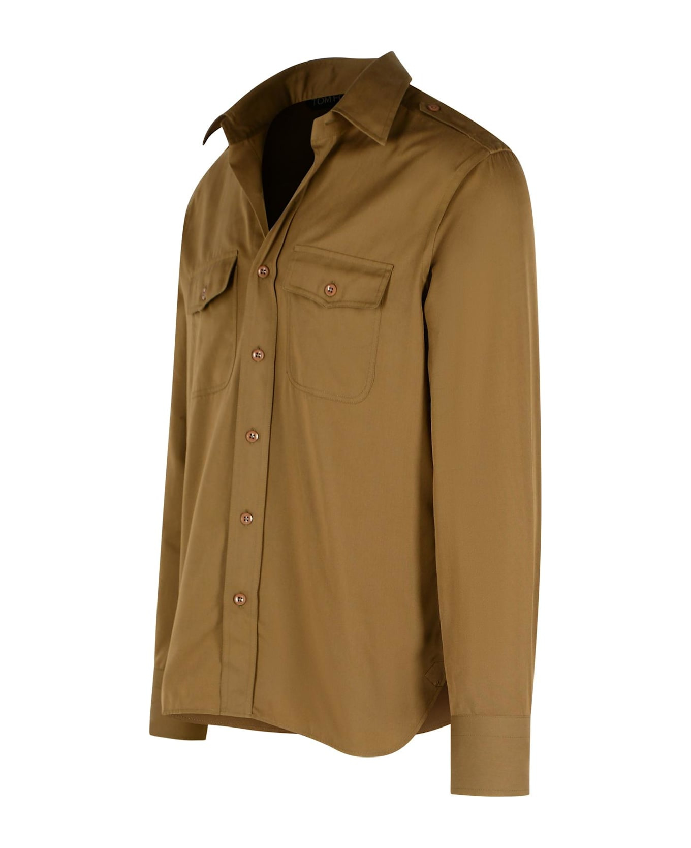 Army Green Silk Blend Shirt - 2