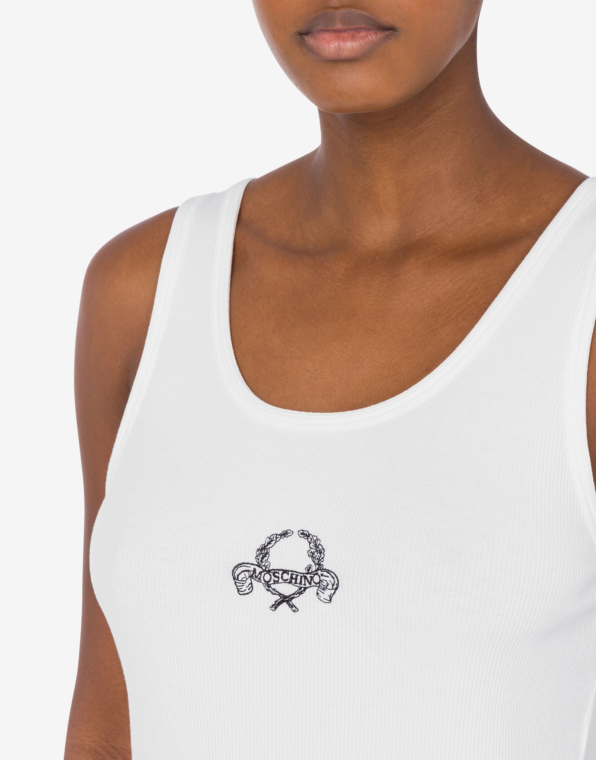 STRETCH COTTON TANK TOP LAUREL CROWN LOGO - 3