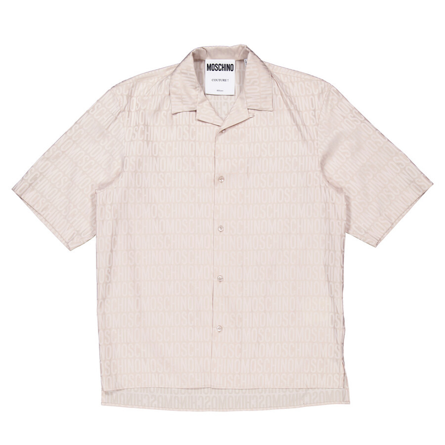 Moschino Signature Logo Jacquard Cotton Shirt, Brand Size 39 (Neck Size 15.5") - 5