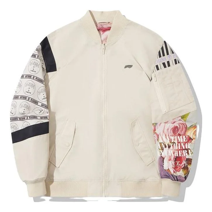 Li-Ning x PLEASURES Graphic Bomber Jacket 'Beige' AJDT753-2 - 1