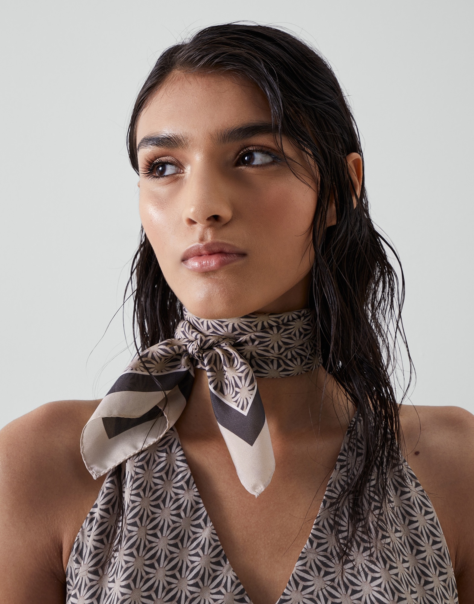 Starburst flower silk pongee foulard - 3