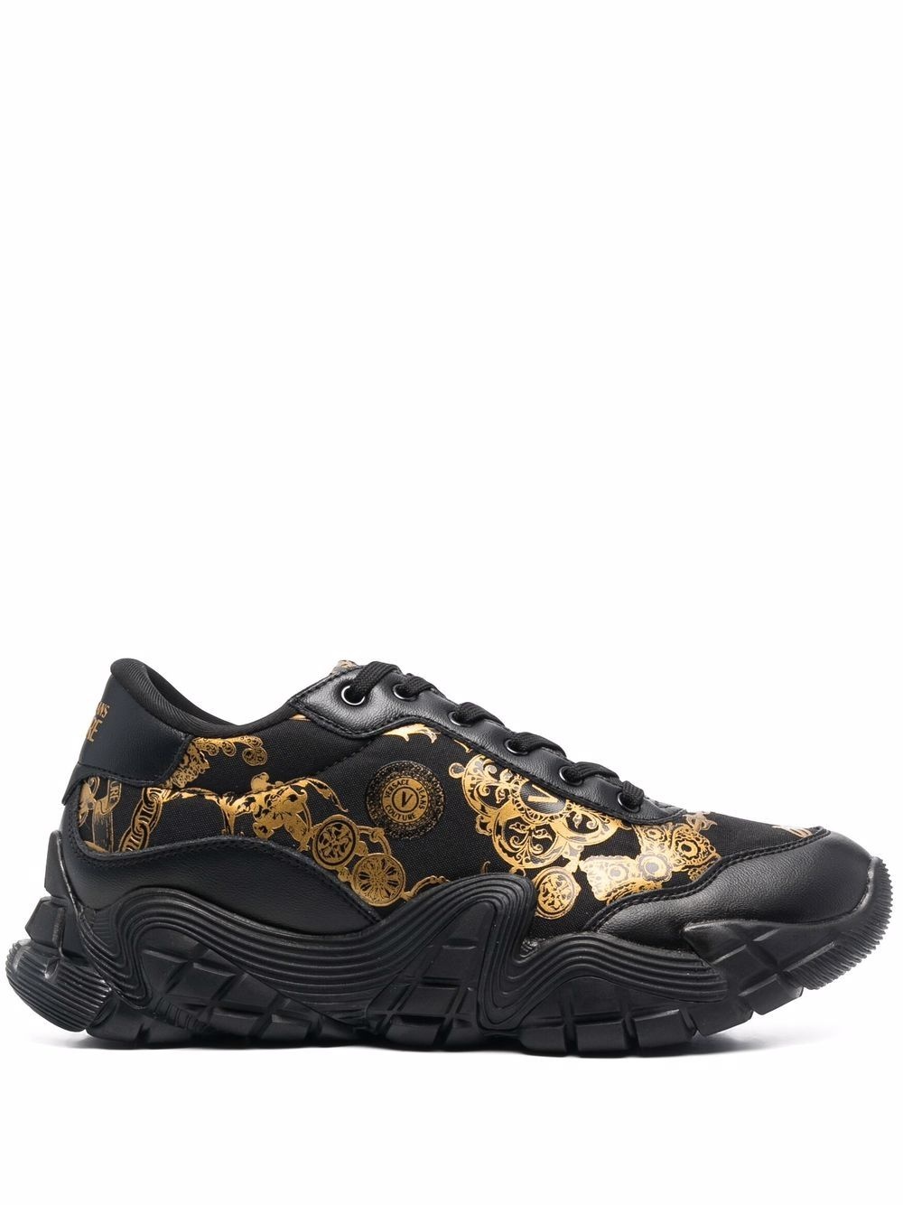 baroque-pattern print low top sneakers - 1