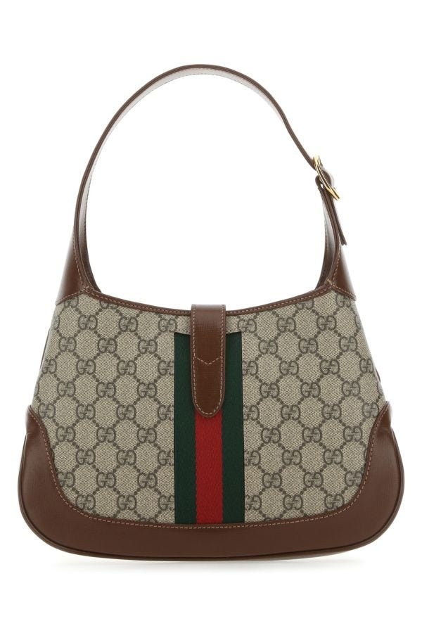 Gucci Woman Gg Supreme Fabric And Leather Small Jackie 1961 Handbag - 1