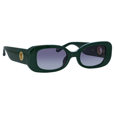 LINDA FARROW LOLA RECTANGULAR SUNGLASSES IN GREEN outlook