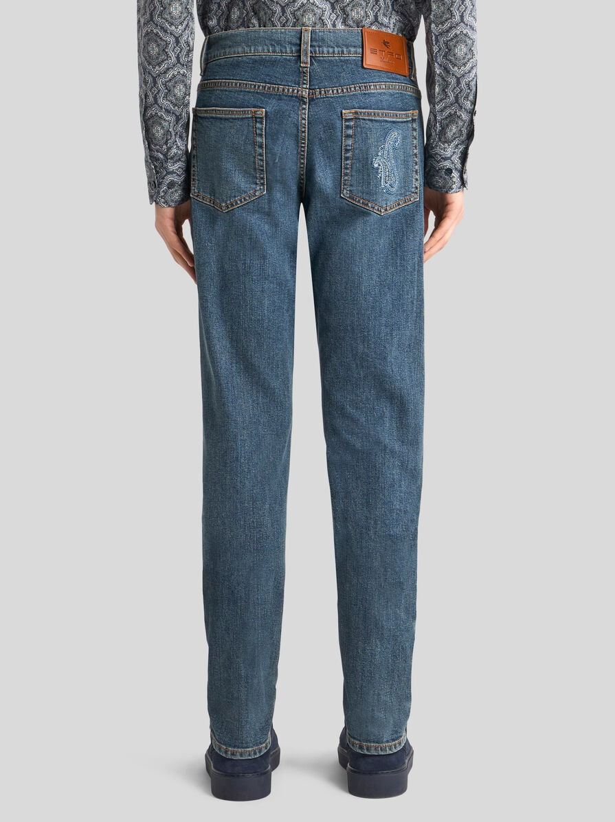SLIM-FIT JEANS WITH PAISLEY EMBROIDERY - 4