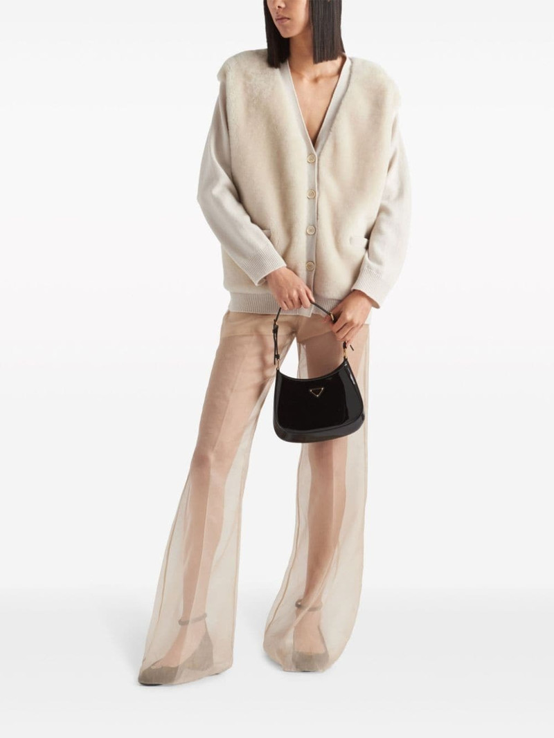 Prada shearling-panel cashmere cardigan outlook