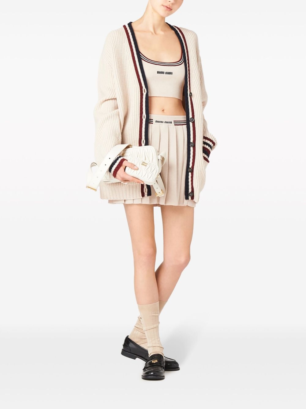 stripe-trim cashmere cropped top - 2