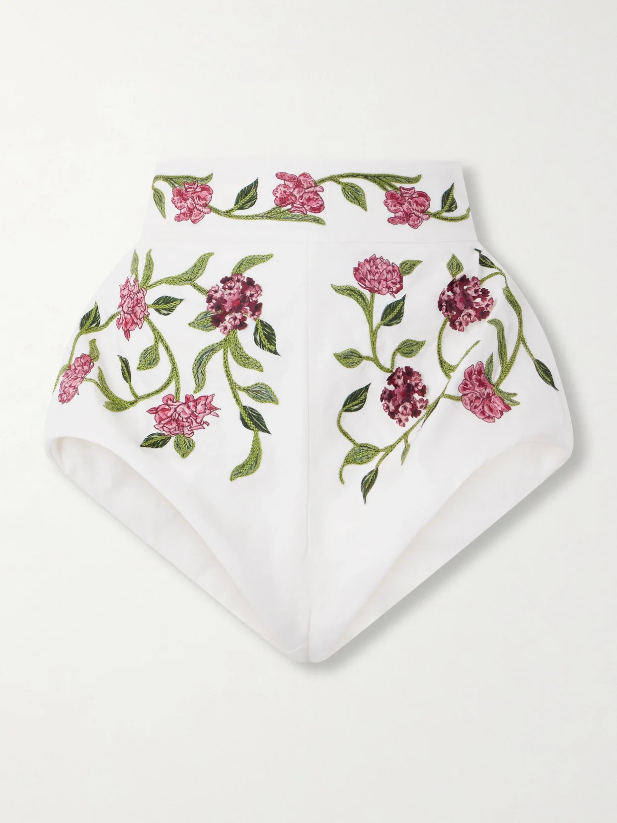 Floral-embroidered Linen Shorts - 1