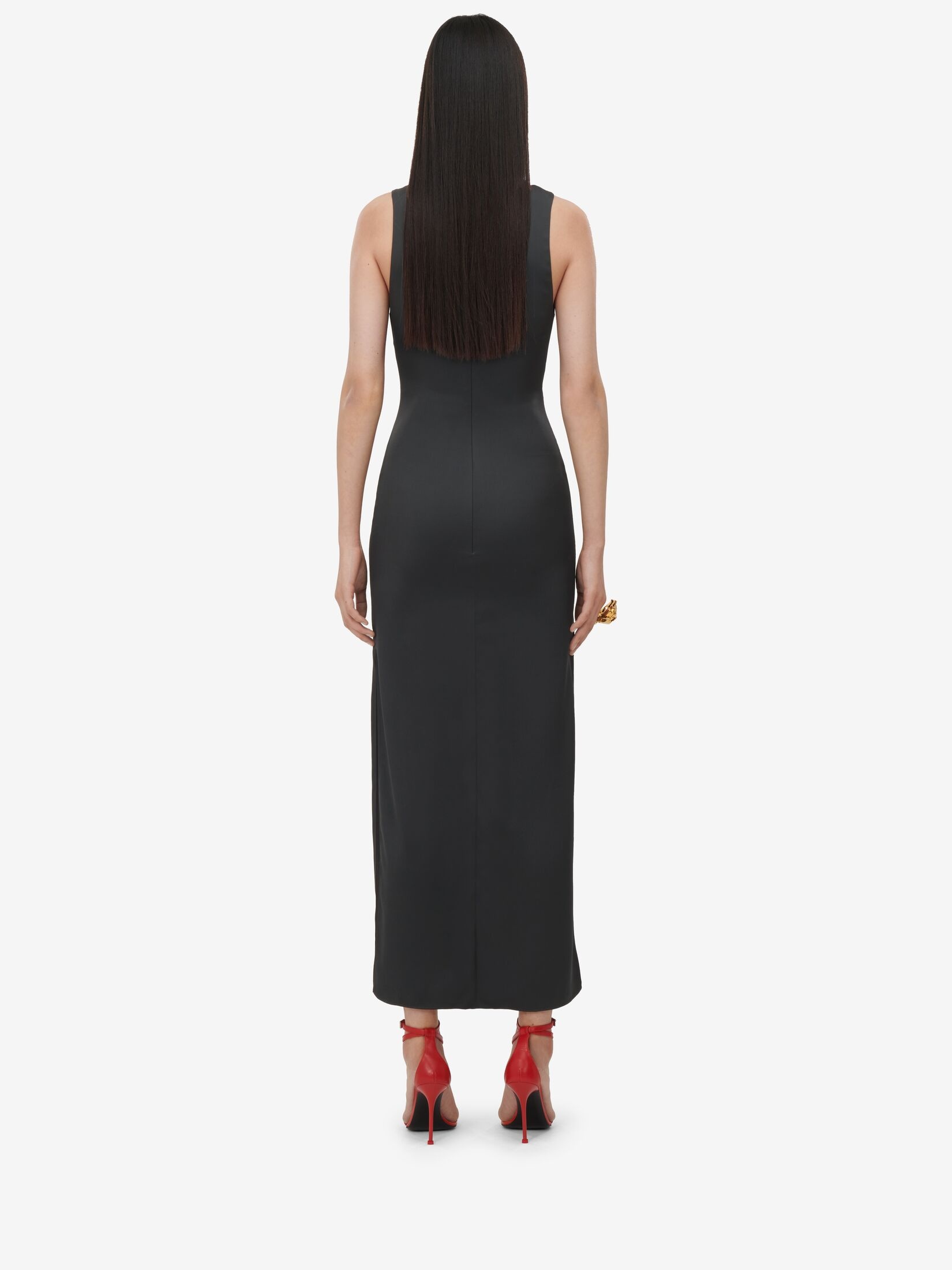 Women's Shadow Rose Pencil Dress in Black - 4