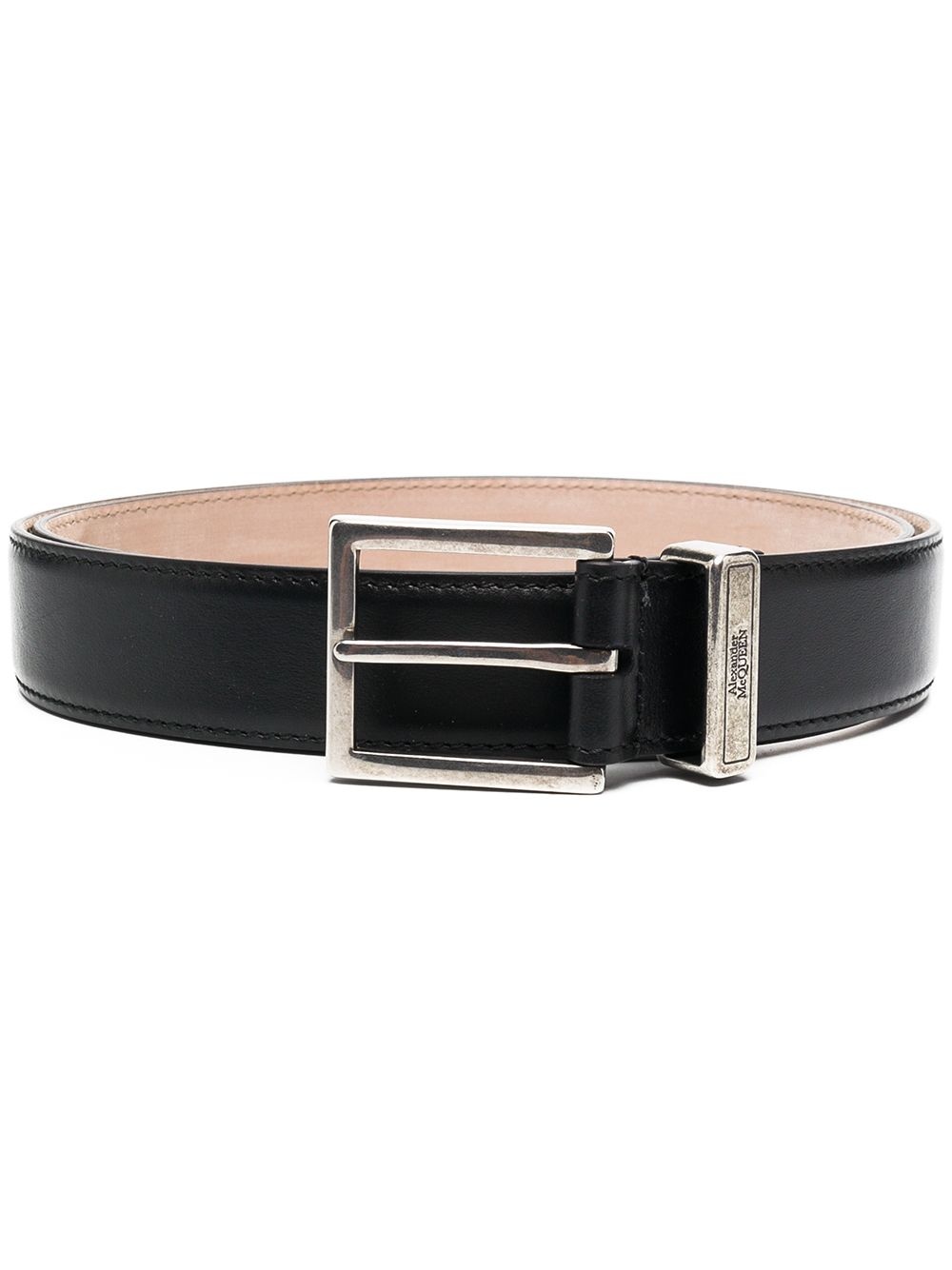 skull-motif square-buckle adjustable belt - 1