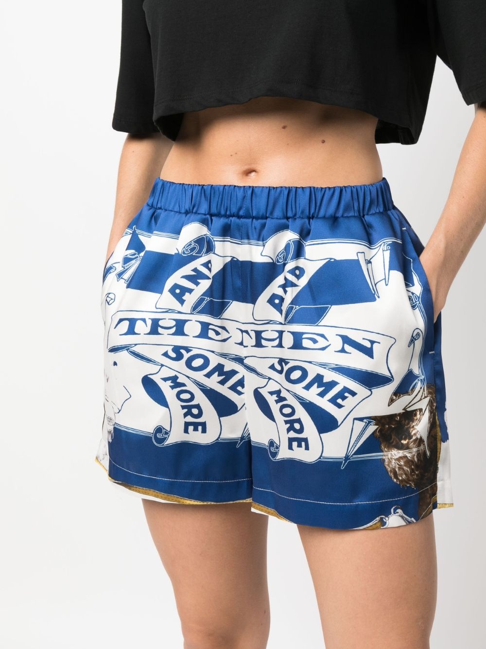 graphic-print satin mini shorts - 5