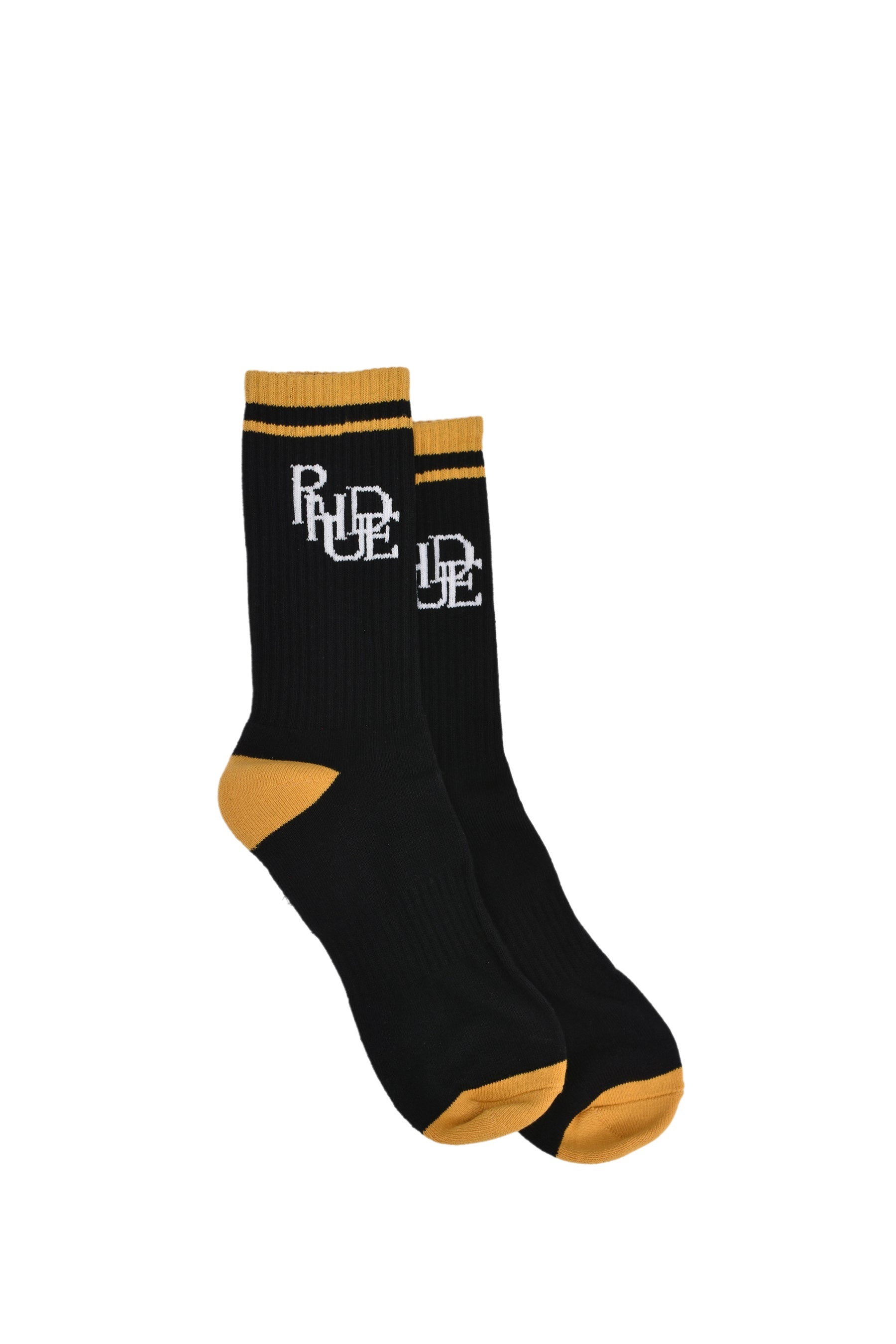 RHUDE SCRAMBLE LOGO SOCK / BLK YEL - 2