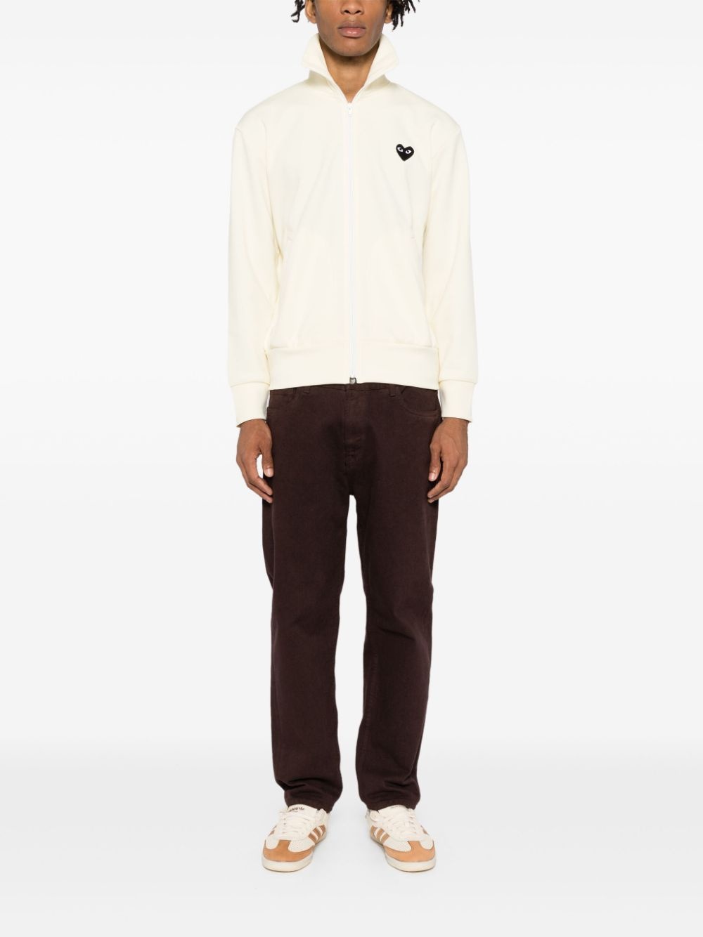 heart-print jersey track jacket - 3