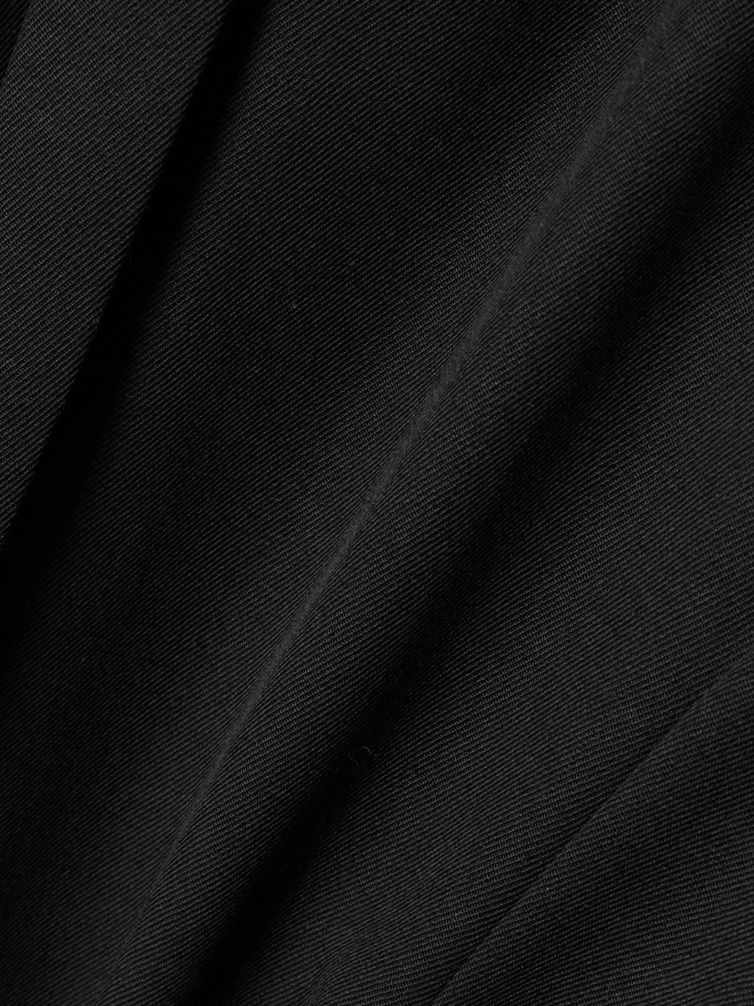 Asymmetric satin-trimmed wool-twill midi shirt dress Black - 4