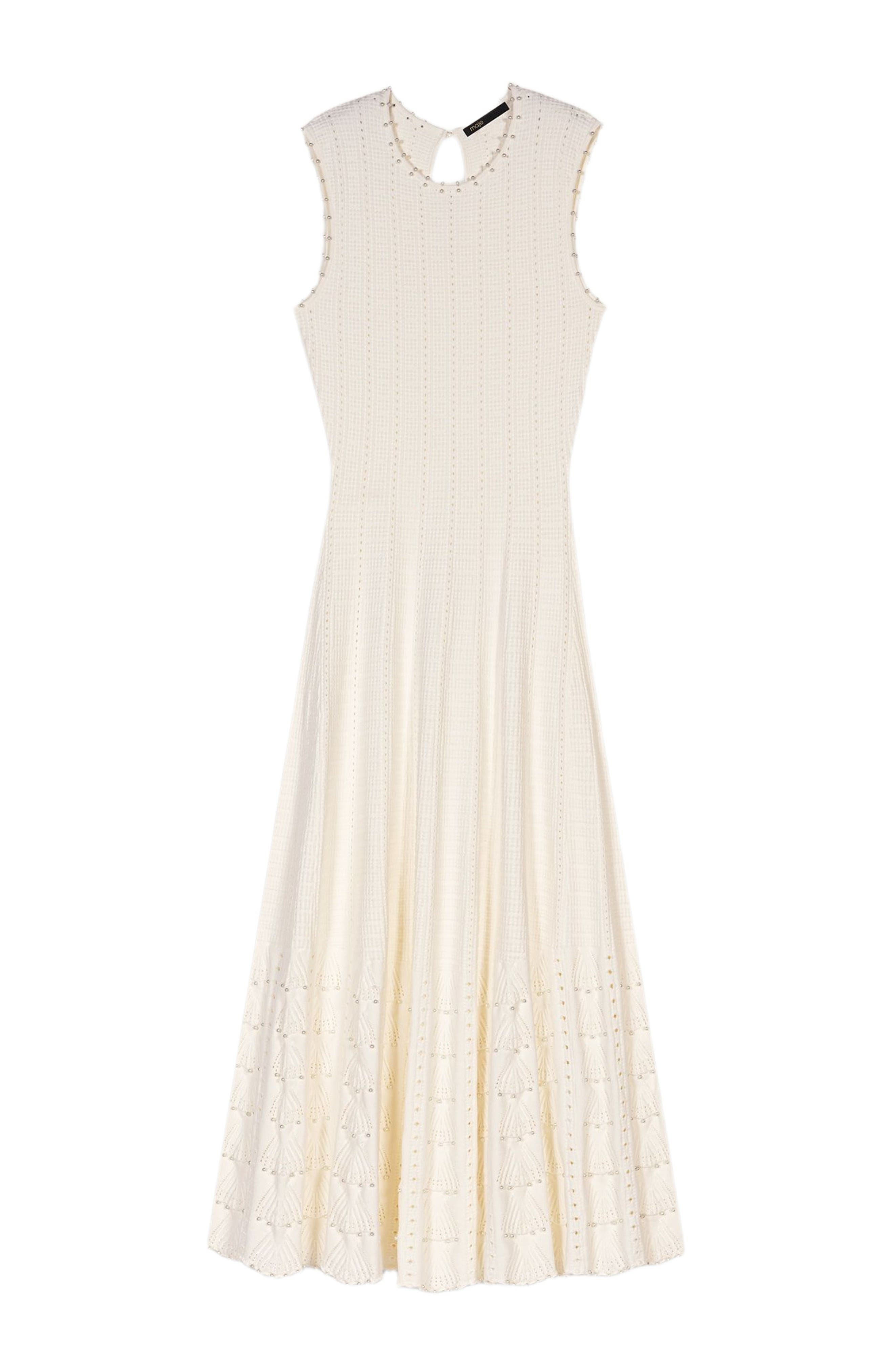 maje Beaded pointelle knit dress in White at Nordstrom - 9