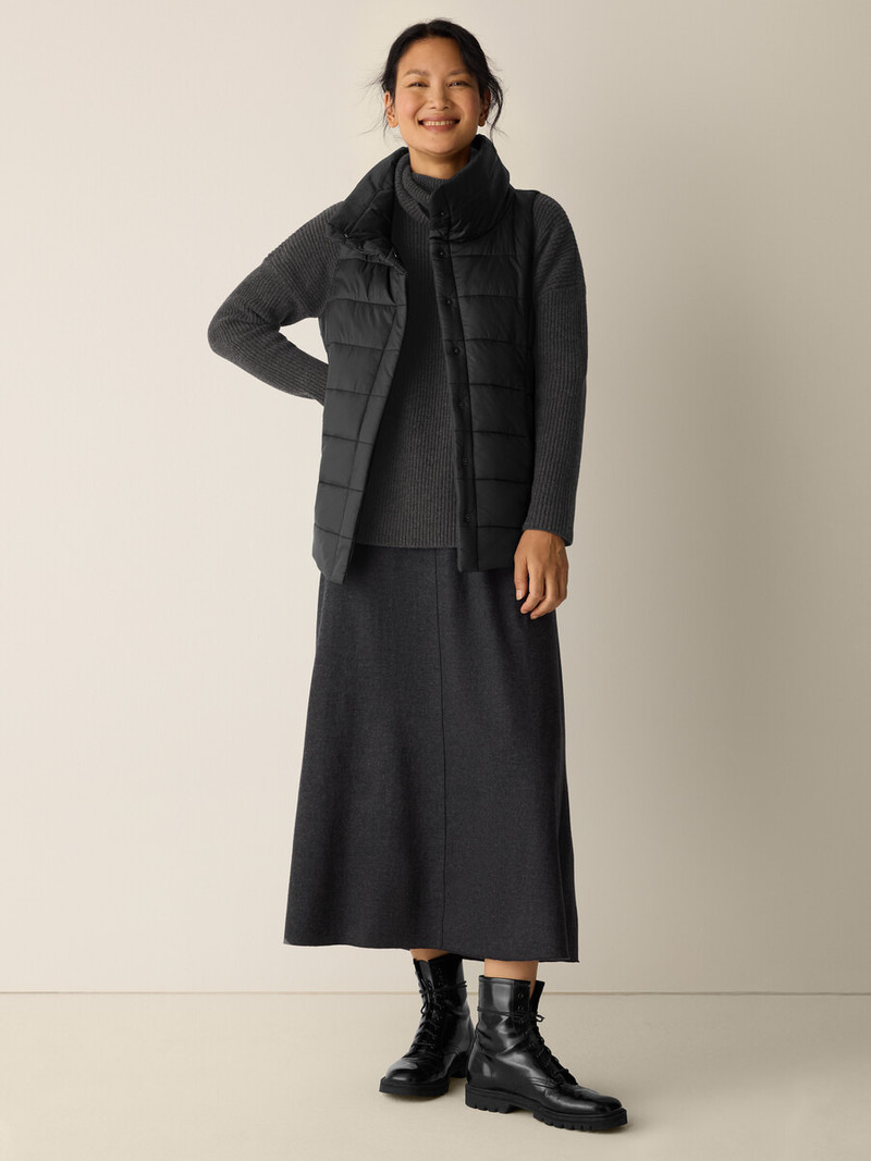 EILEEN FISHER Eggshell Recycled Nylon Stand Collar Vest outlook