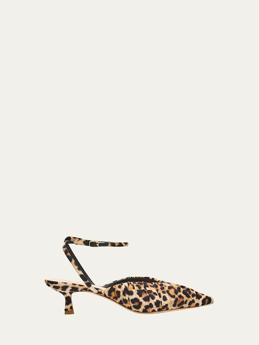 50mm Rio Leopard Jersey Kitten-Heel Pumps - 1