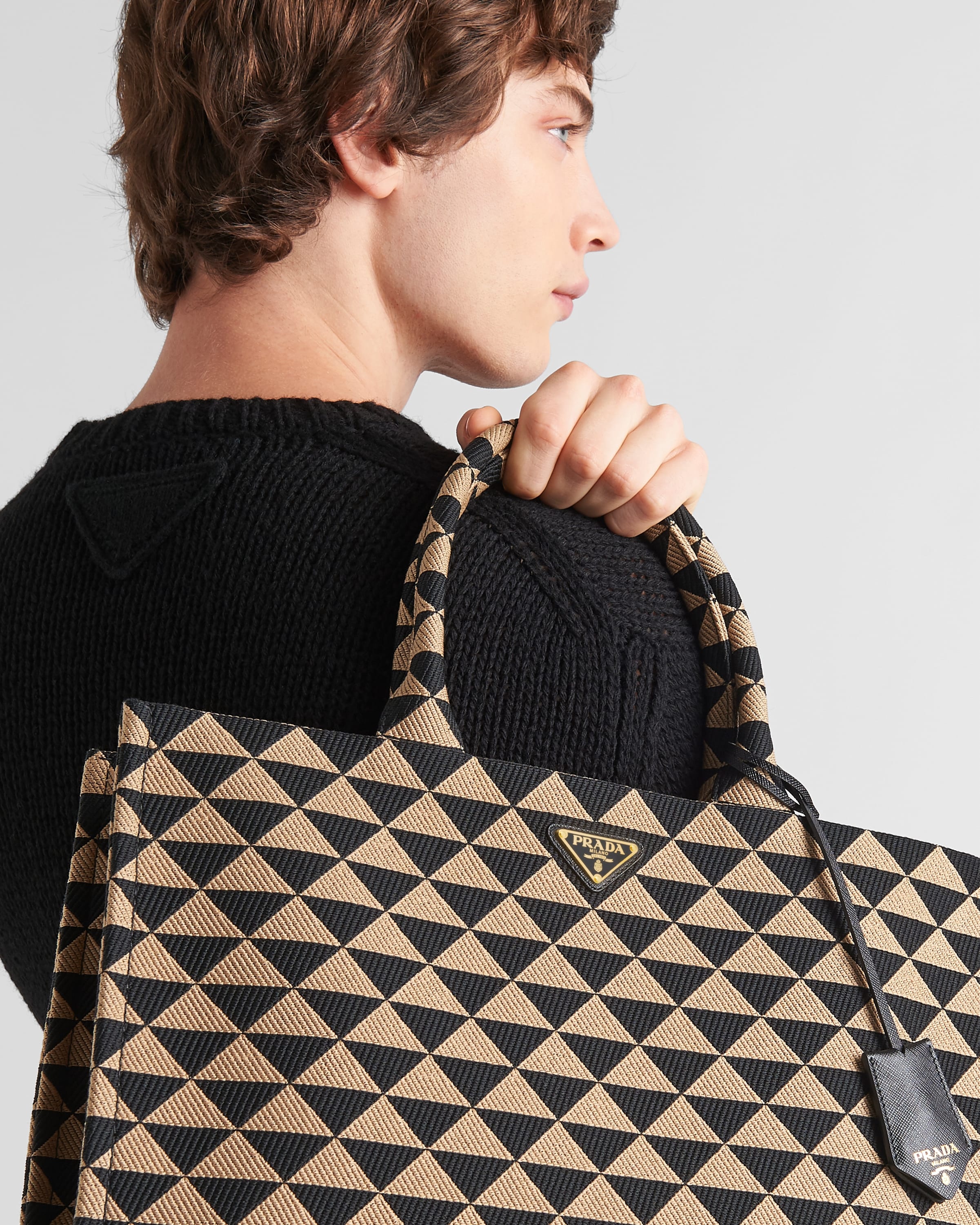 Prada Symbole embroidered fabric tote bag - 7