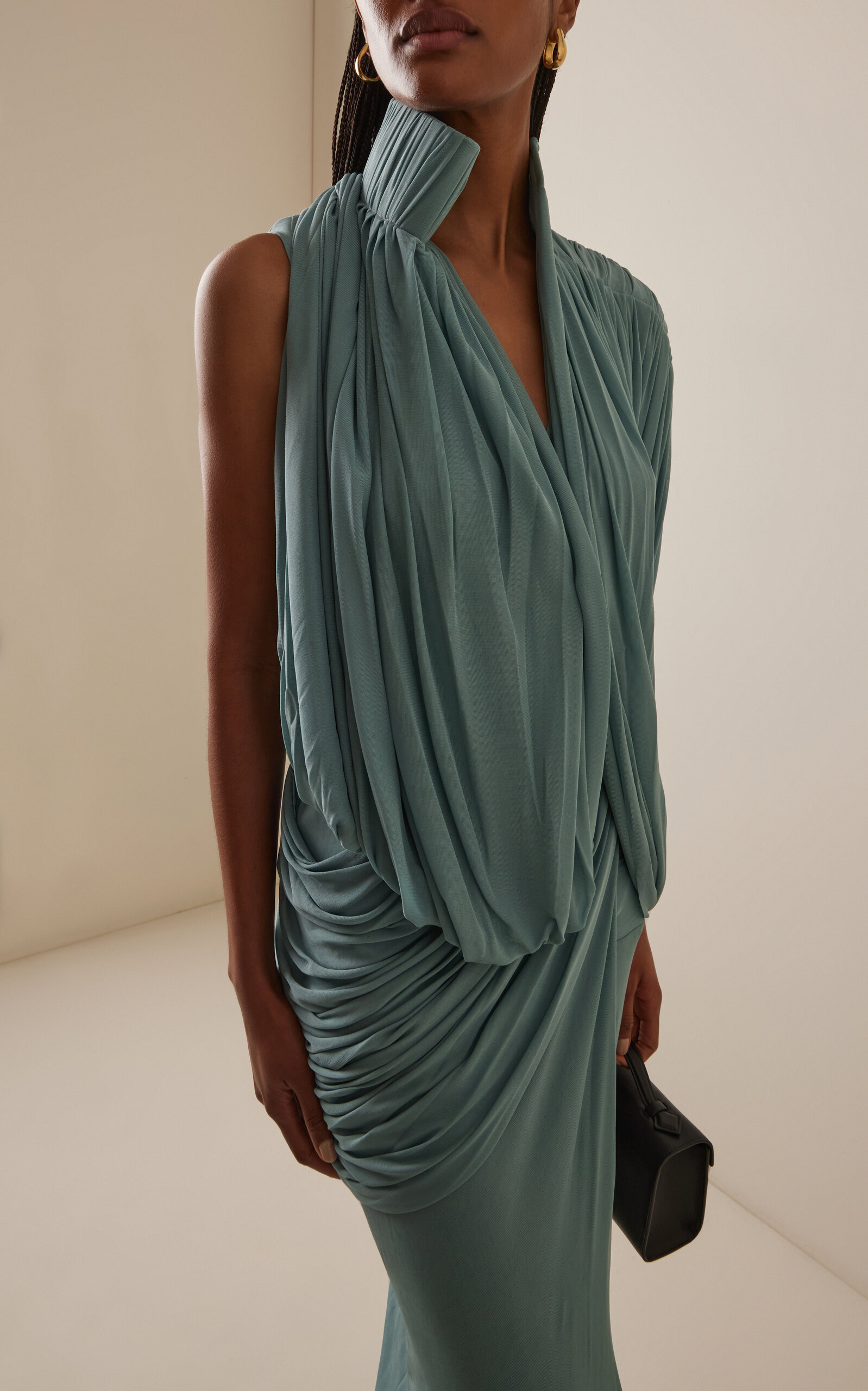 Exclusive Superb Draped Chiffon Top blue - 2