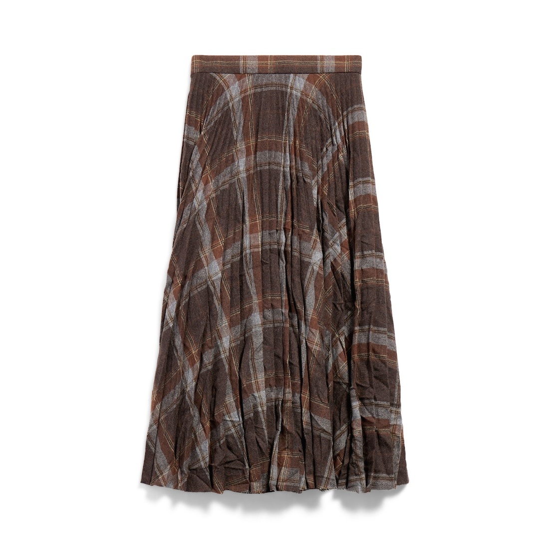 Women's Creased Pleated Skirt in Brown - 6
