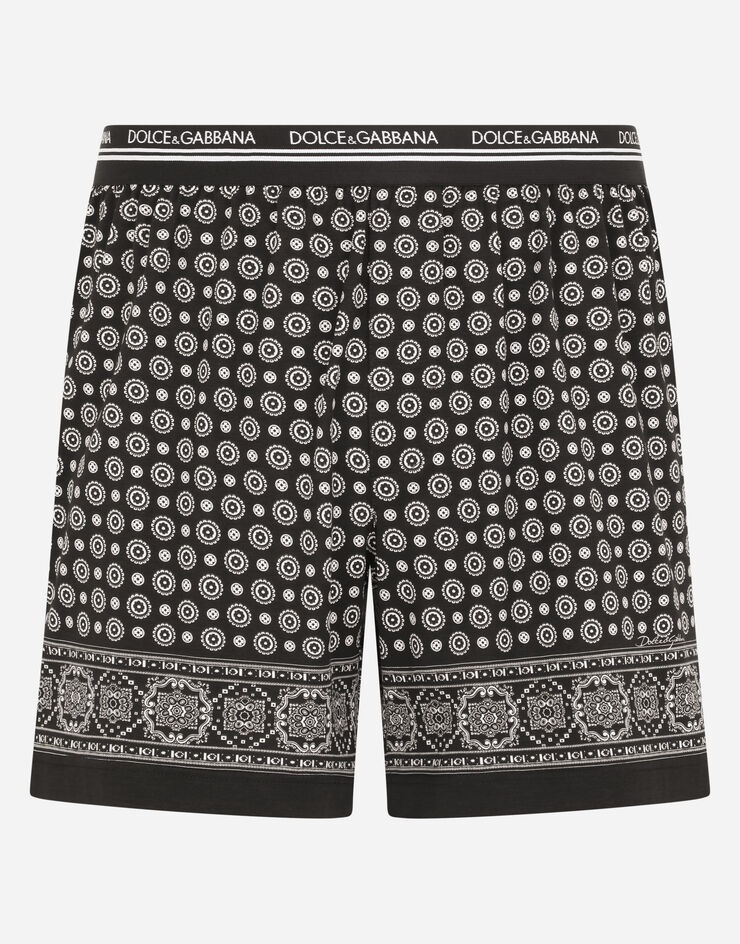 Stretch cotton shorts with tie print - 1