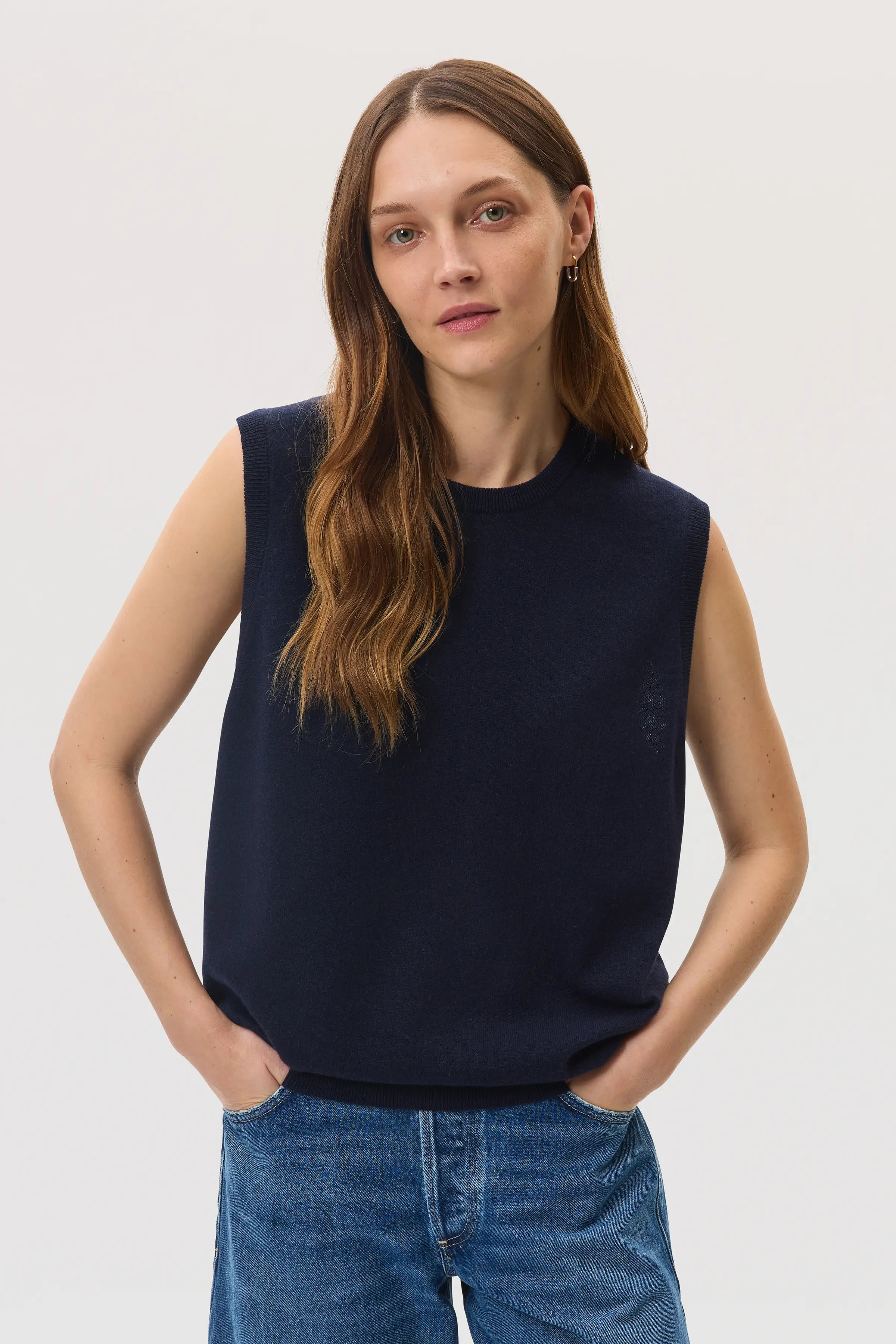 Navy Cashmere Tank - 2