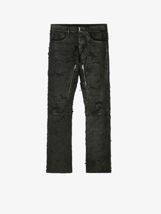 PAINTED CRACKLED JEANS WITH ZIPS - 1