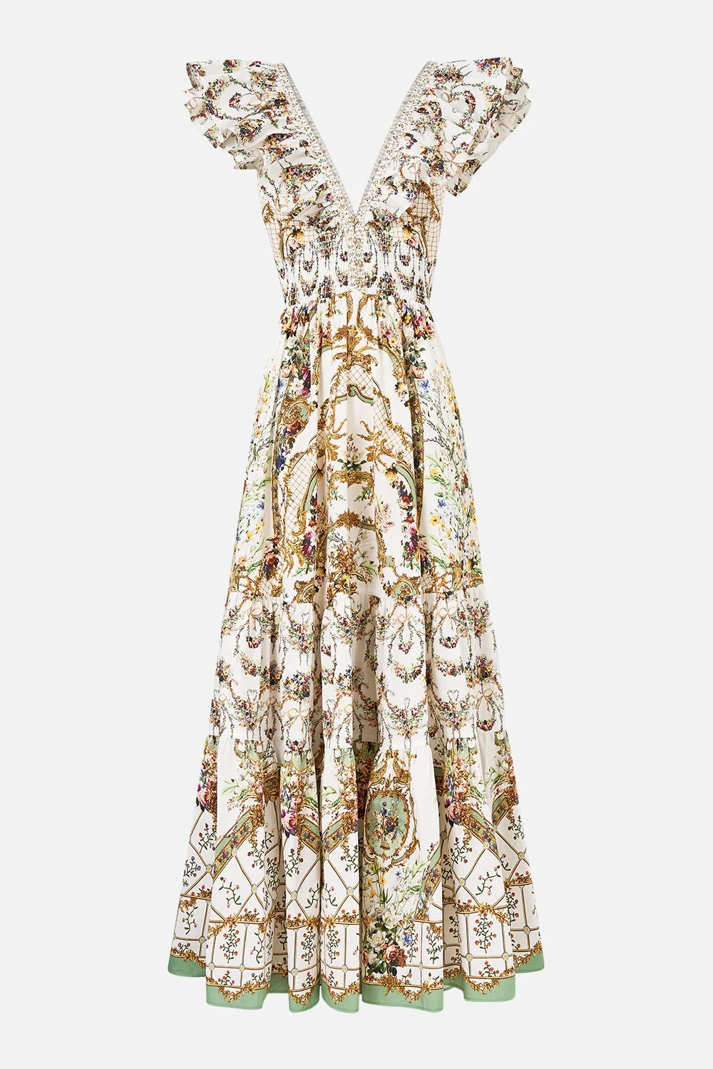 TIERED DRESS WITH NECK FRILL - 1