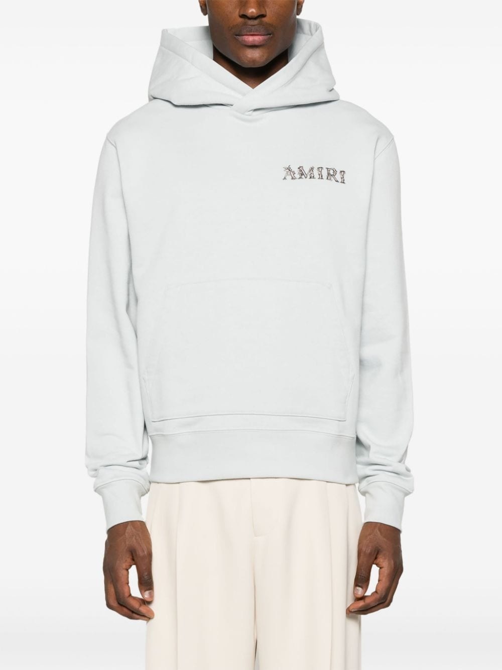 logo-embroidered cotton hoodie - 3